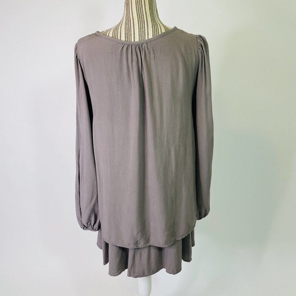 Free People Boho Deep V-Neck Keyhole Long Sleeve Mini Dress Small Women's - Picture 7 of 10